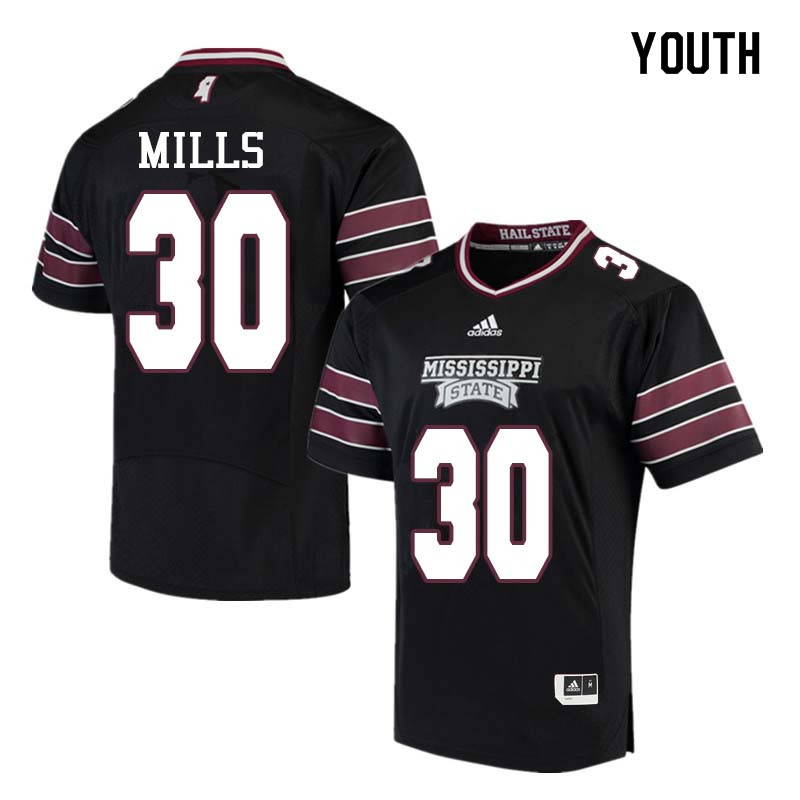 Youth #30 Dan Mills Mississippi State Bulldogs College Football Jerseys Sale-Black